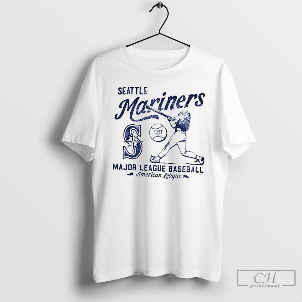 Classic Ztuho6ci Seattle Mariners Since 1977 Major League Baseball American League Mens White Tee
