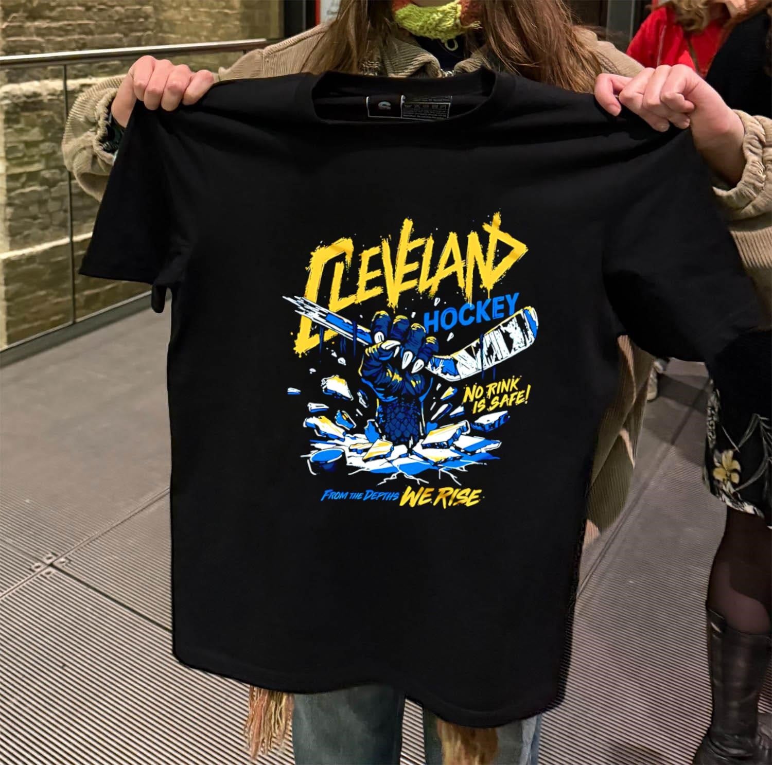 Cleveland Hockey No Rink Is Safe Monster Hand shirt