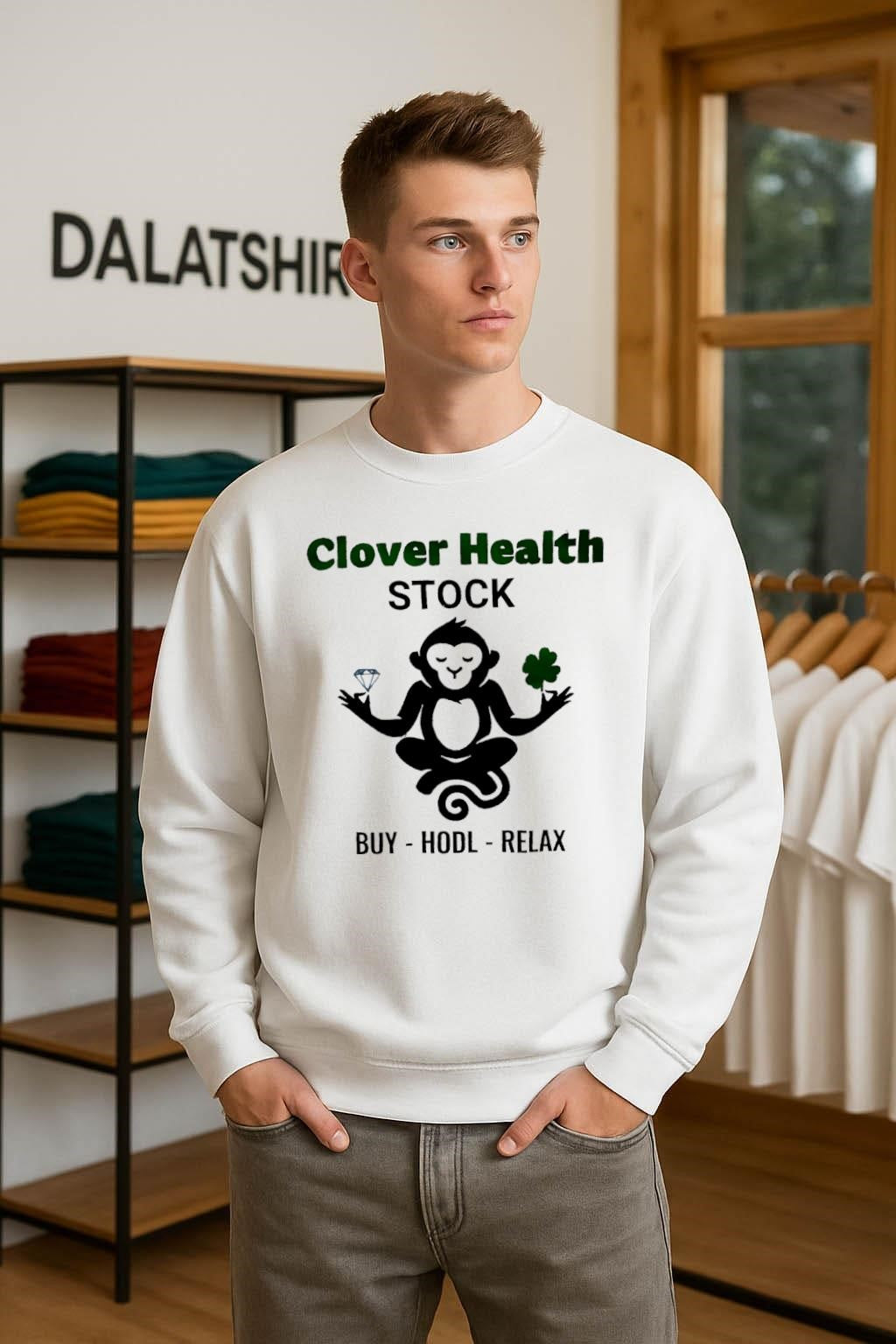 Clover Health Stock Monkey Diamond Clover Buy Hodl Relax shirt