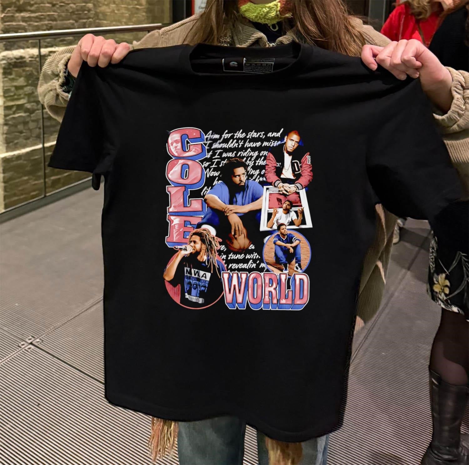 Cole World J Cole lyric collage portrait shirt