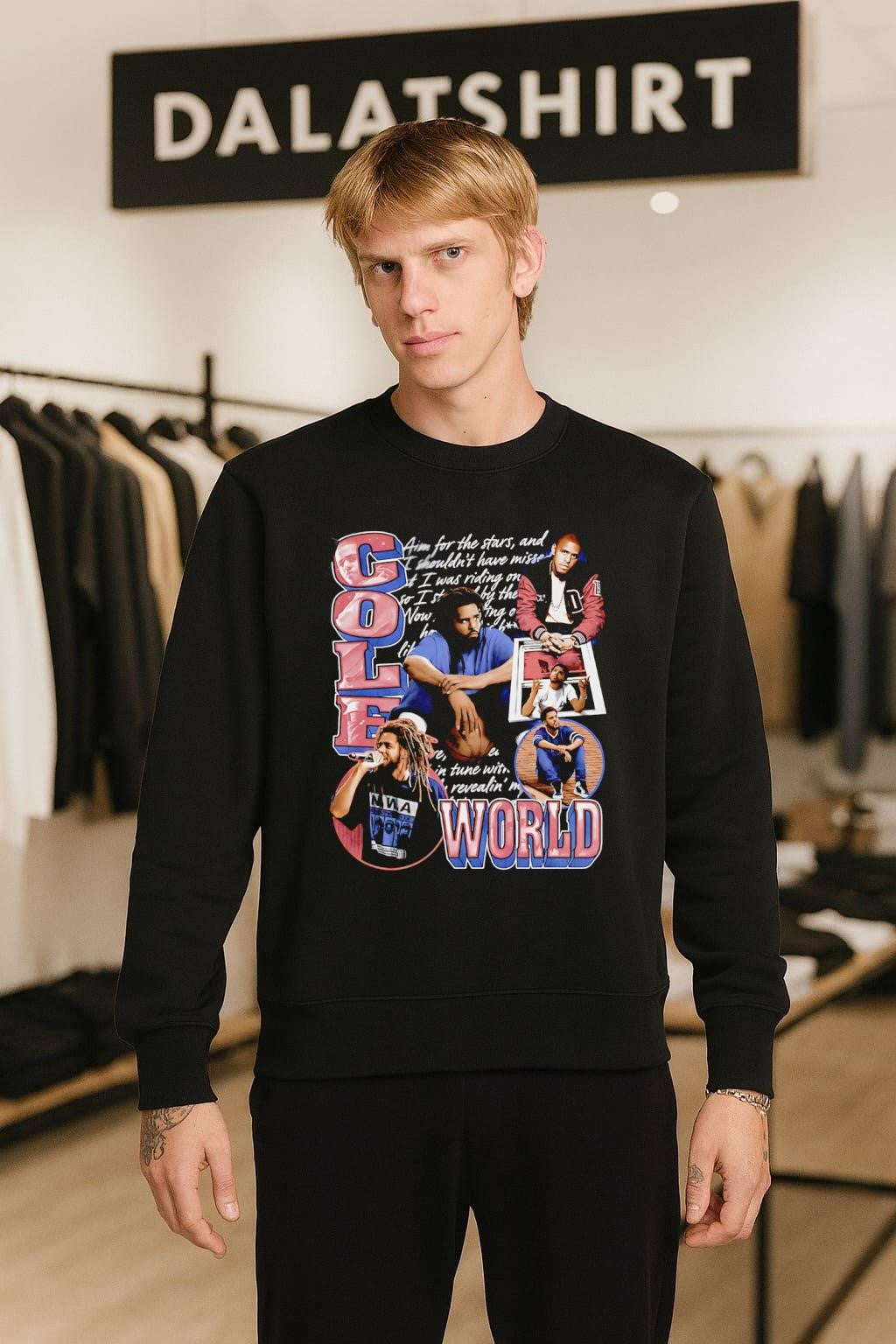 Cole World J Cole lyric collage portrait shirt