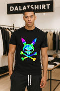 Colorful Tie Dye Skull Bunny Head Crossbones Gothic Aesthetic shirt