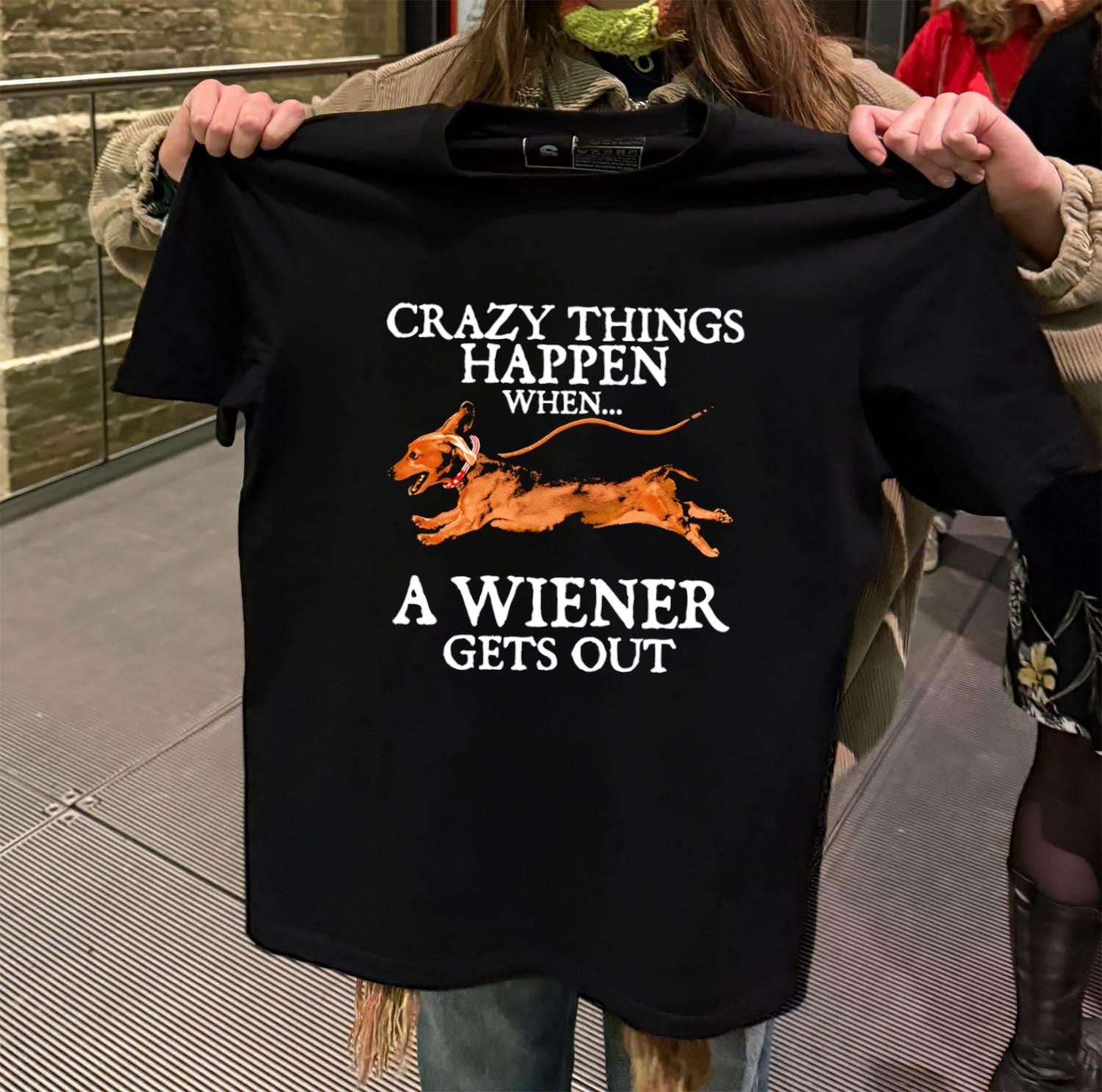 Crazy Things Happen When A Wiener Gets Out Dachshund shirt