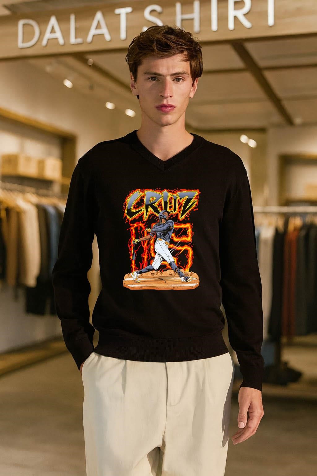 Cruz 85 Oneil Baseball Fire Graphic Sports shirt