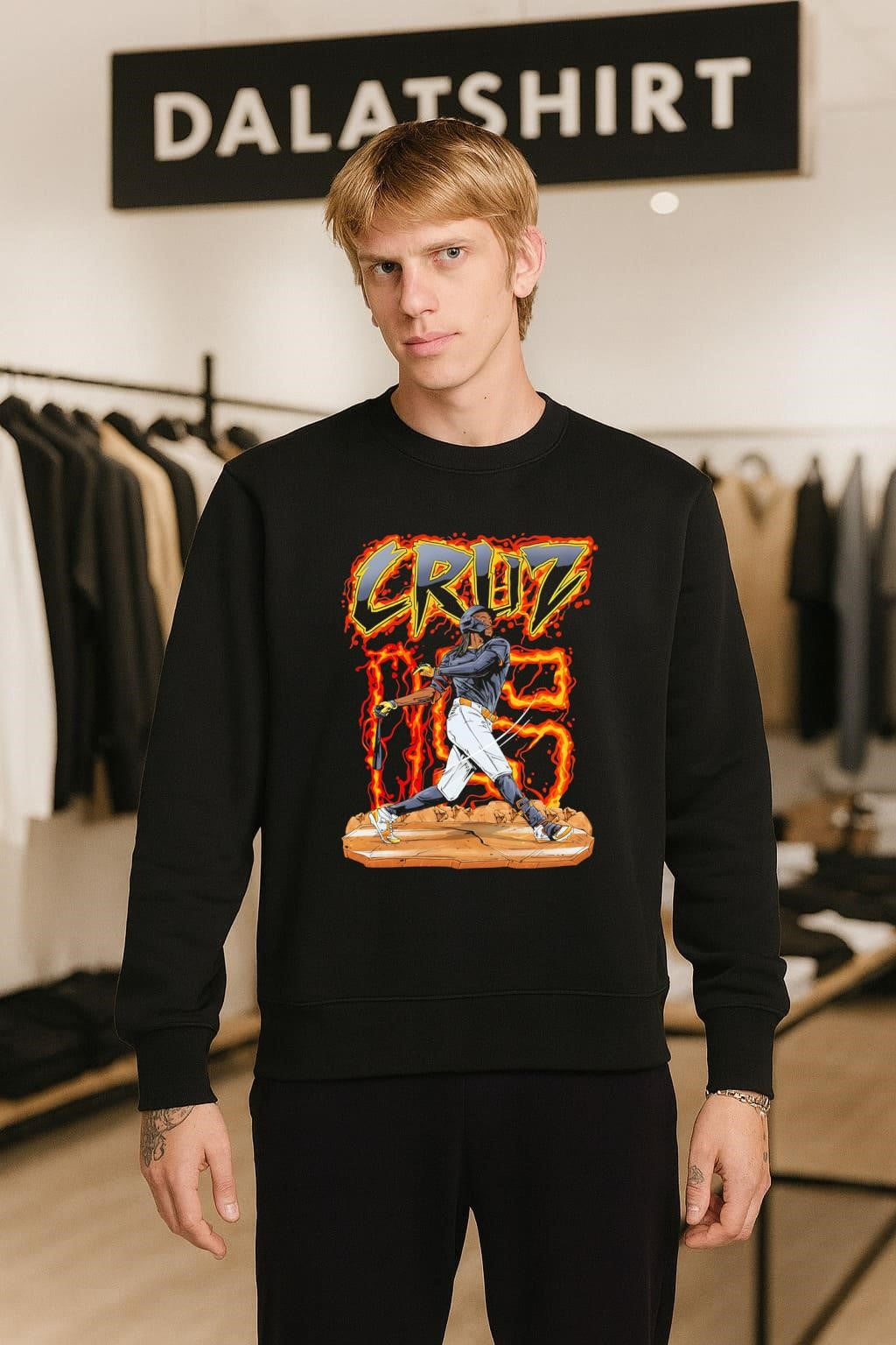 Cruz 85 Oneil Baseball Fire Graphic Sports shirt
