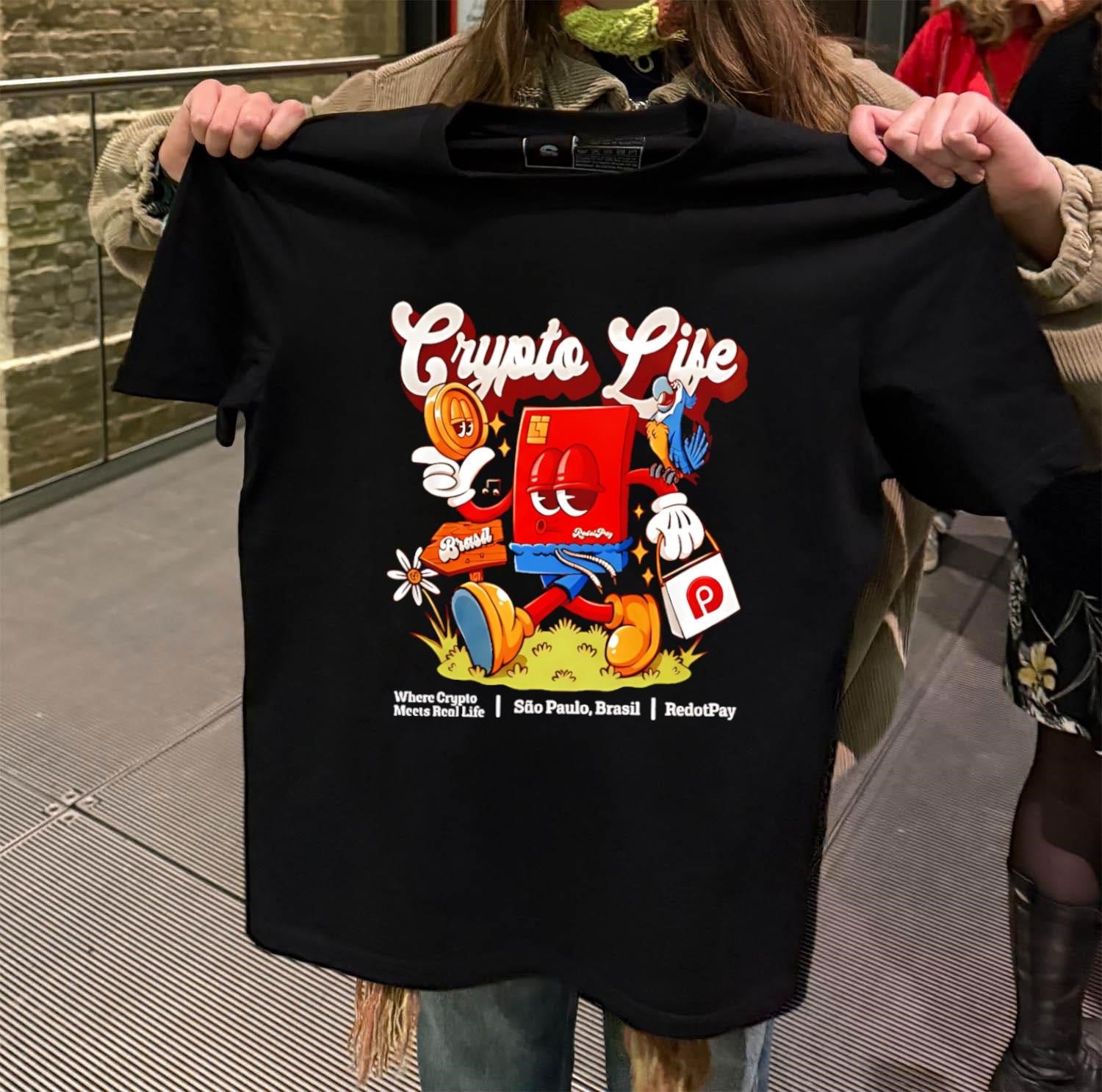 Crypto Life Brasil Sao Paulo RedotPay Card Bird shirt