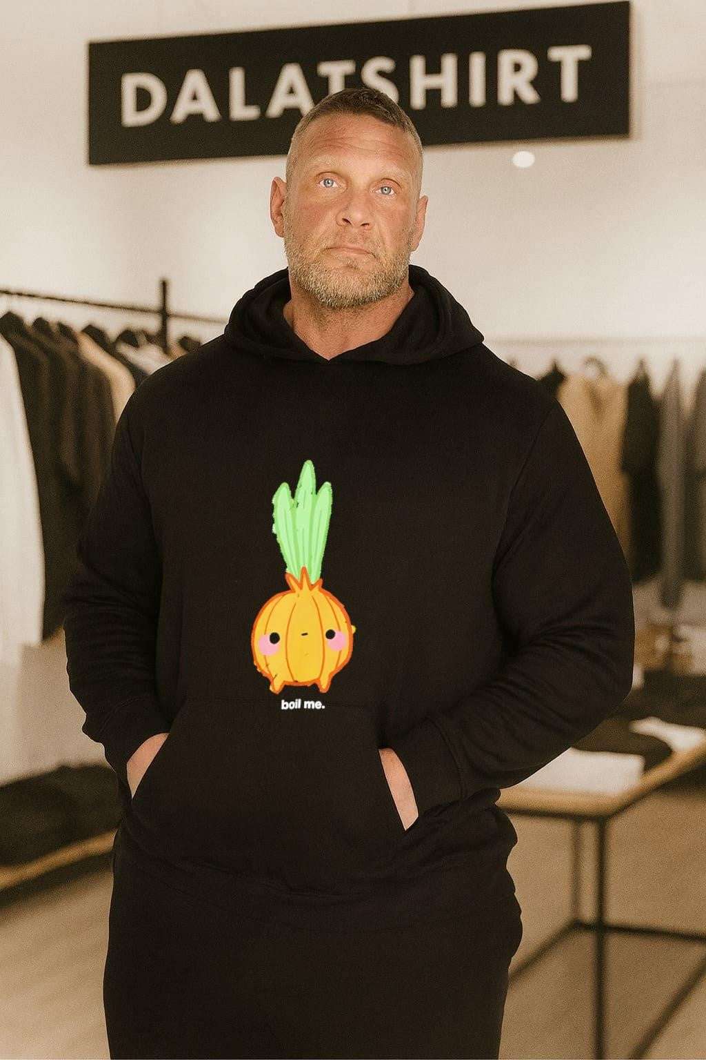 Cute yellow onion character with pink cheeks boil me shirt