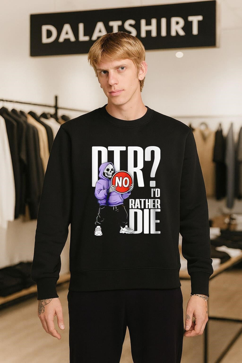 DTR No I Would Rather Die Grim Reaper Hoodie Skeleton shirt