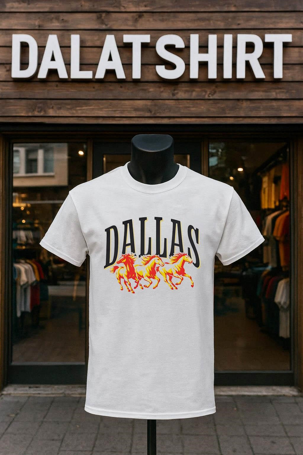 Dallas City Three Running Horses Retro Western Graphic Aesthetic shirt