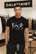 Dancing White Skeletons Background Funny shirt