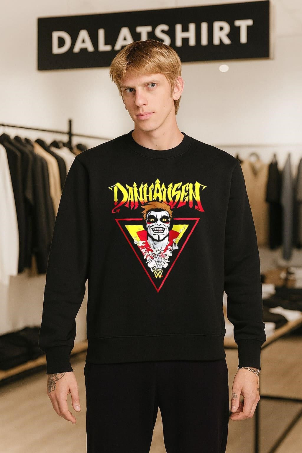 Danhausen Wrestling Demon Face Logo Red Triangle shirt