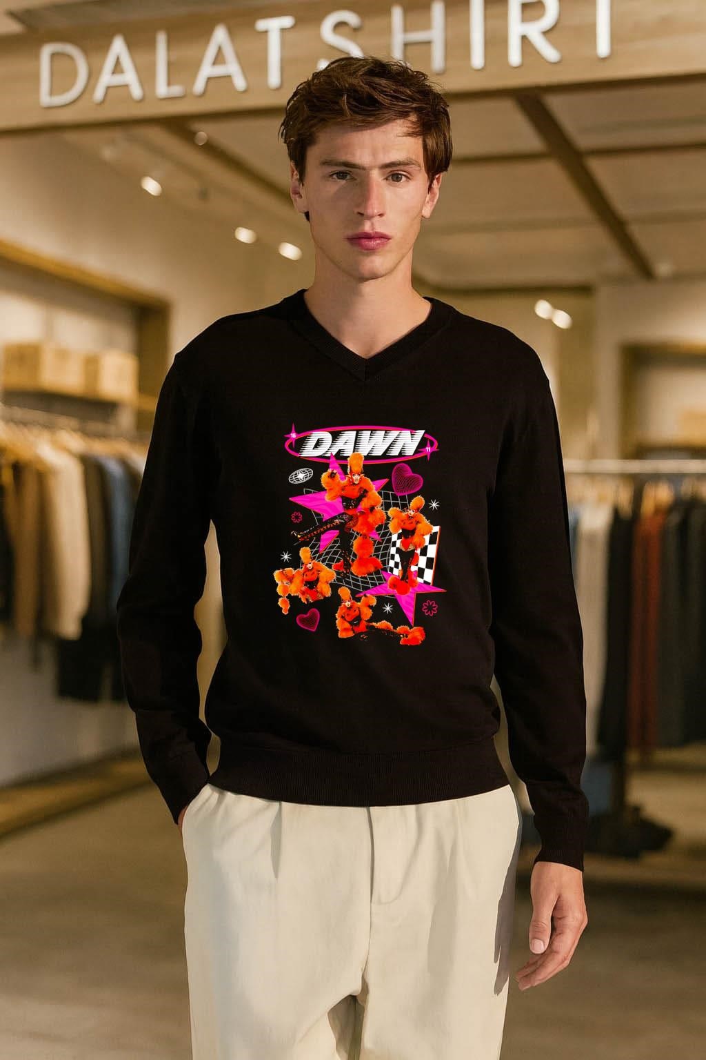 Dawn Orange Furry Starry Retro Y2K Aesthetic Graphic shirt