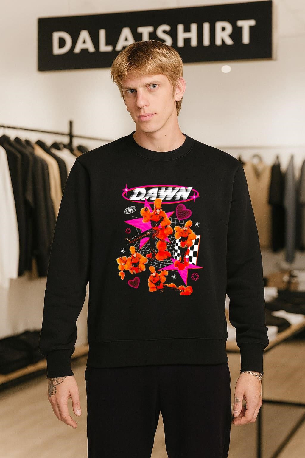 Dawn Orange Furry Starry Retro Y2K Aesthetic Graphic shirt
