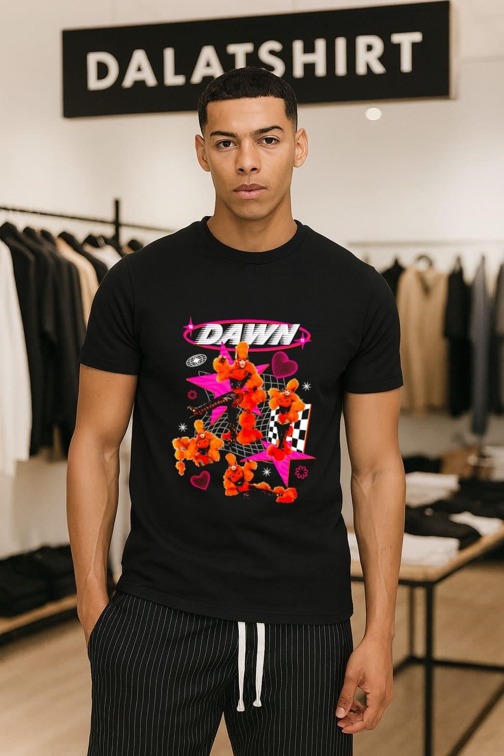 Dawn Orange Furry Starry Retro Y2K Aesthetic Graphic shirt