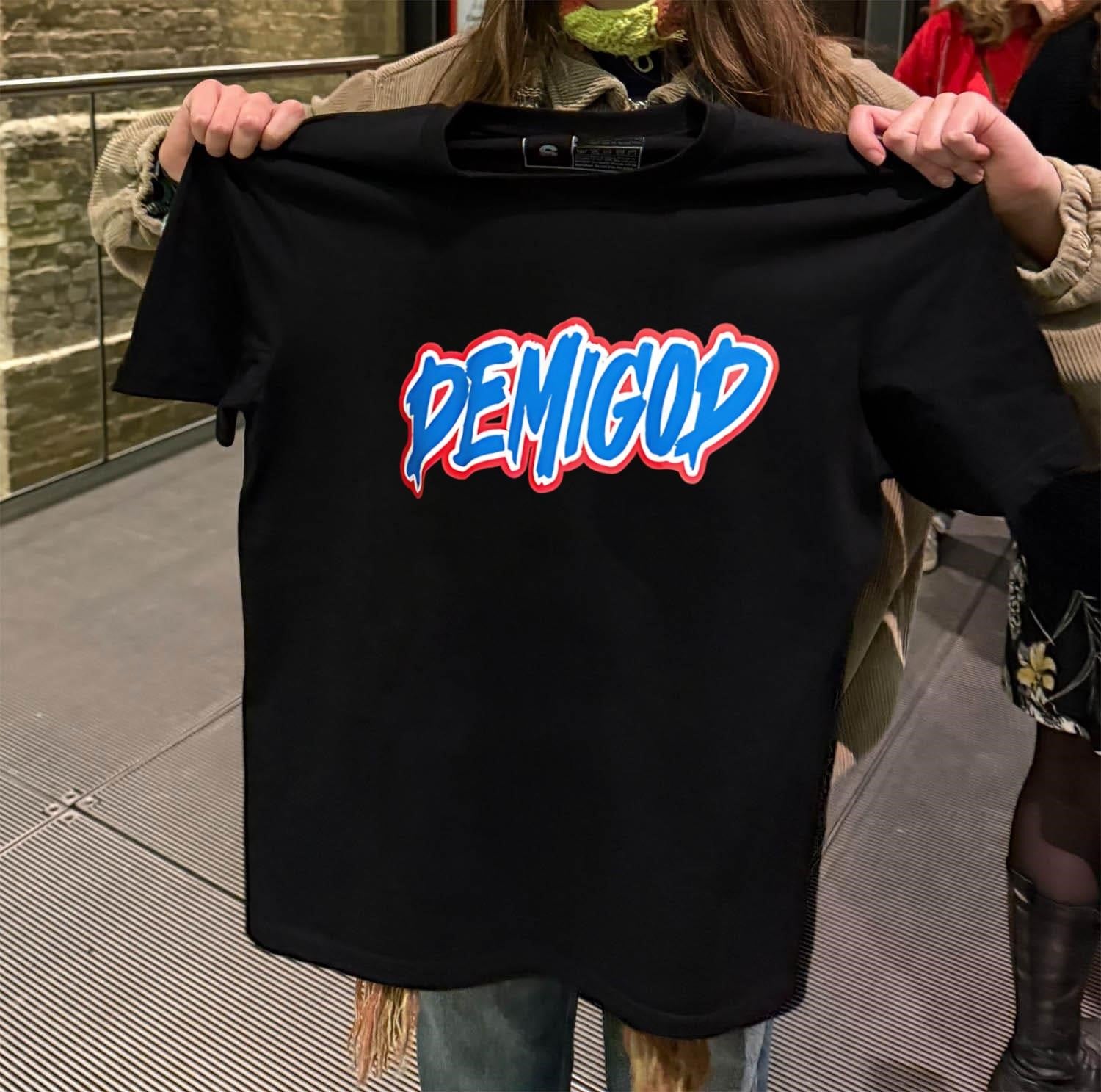 Demigod Blue Script shirt