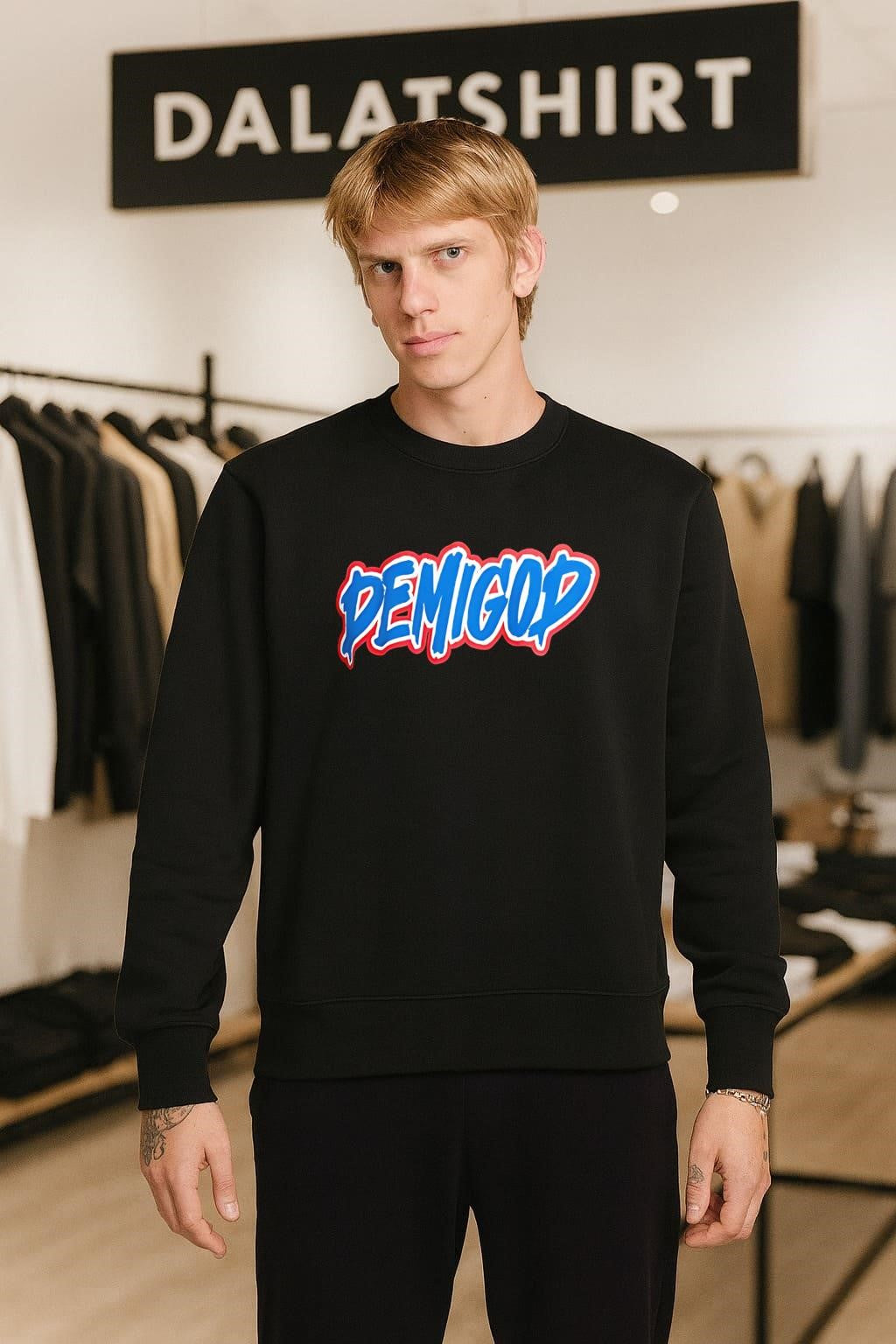 Demigod Blue Script shirt