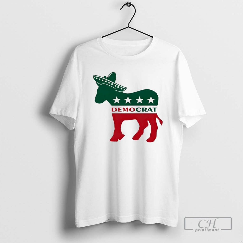 Democrat Donkey Republic Wearing Mexican Hat Cinco De Mayo T Shirts