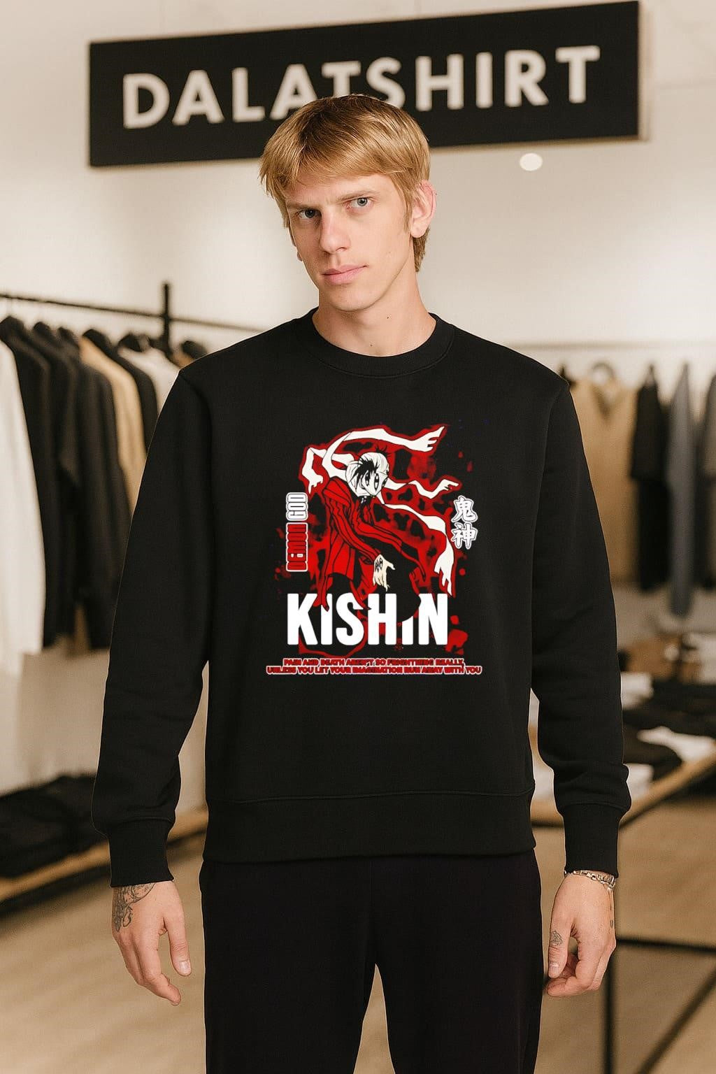 Demon God Kishin Soul Eater Asura Meditating Silhouette Red Background shirt