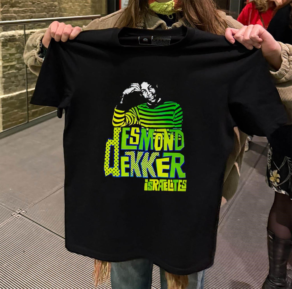 Desmond Dekker Israelites Portrait Green And Yellow Striped shirt