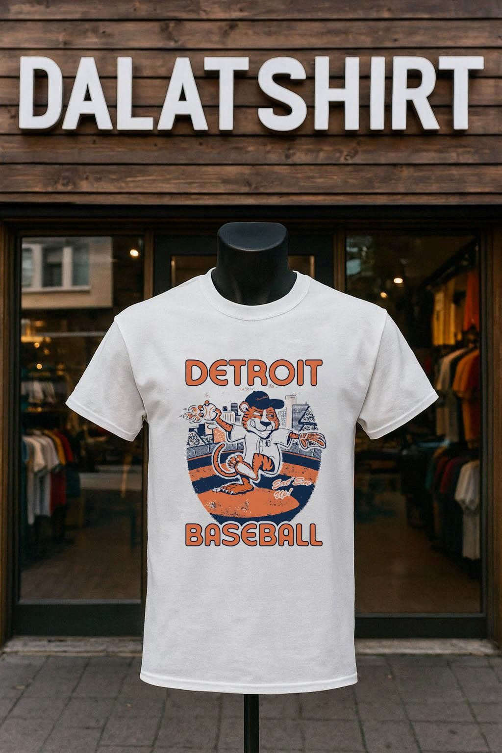 Detroit Baseball Eat ‘Em Up Tiger Pitcher Mascot Graphic shirt