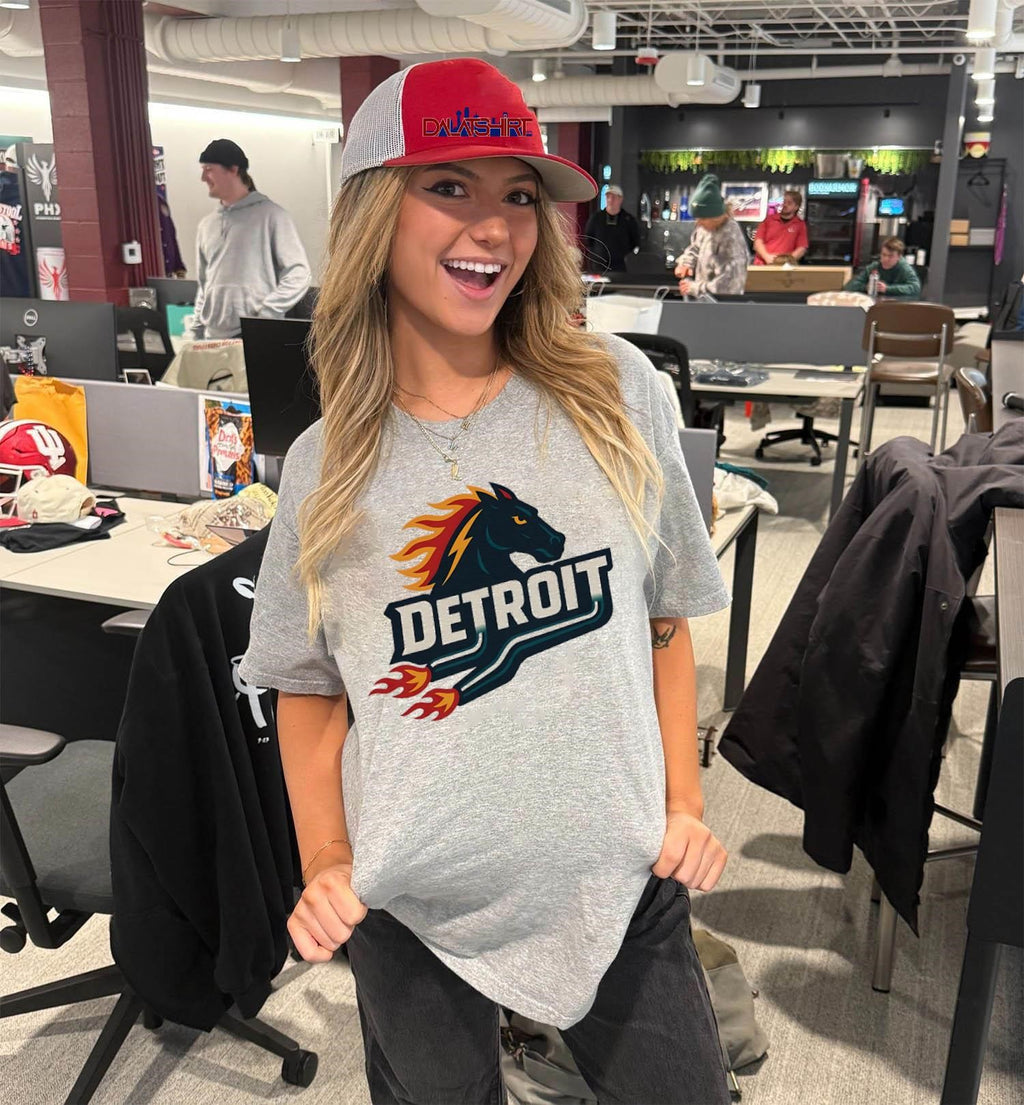 Detroit Flaming Horse Head Racing shirt