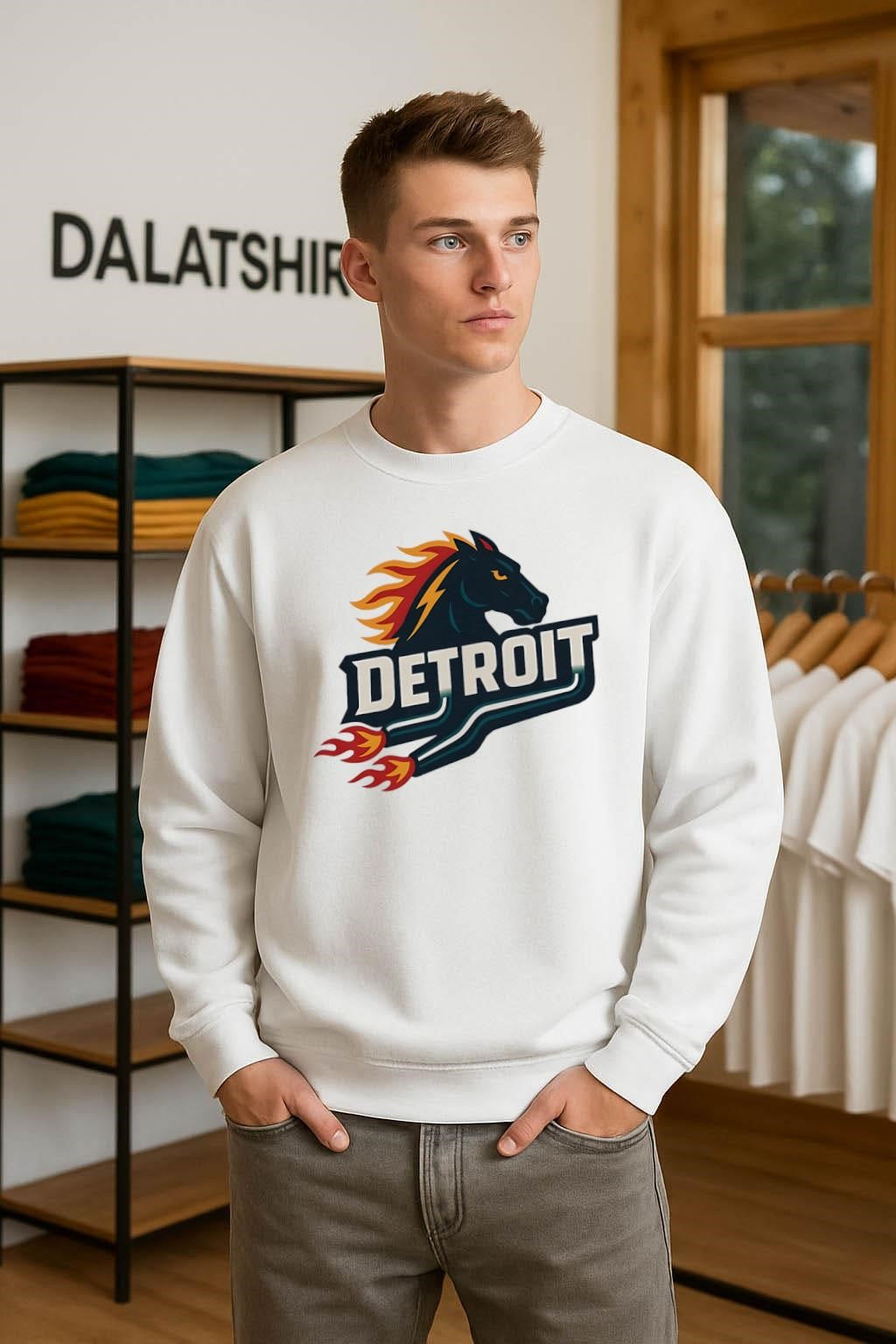 Detroit Flaming Horse Head Racing shirt