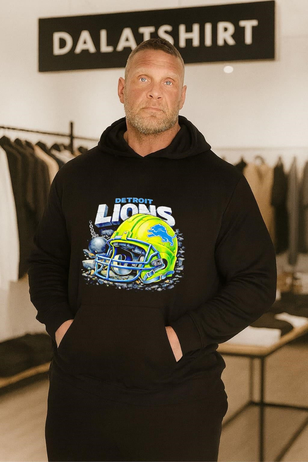Detroit Lions Football Helmet Wrecking Ball Graphic Sports shirt