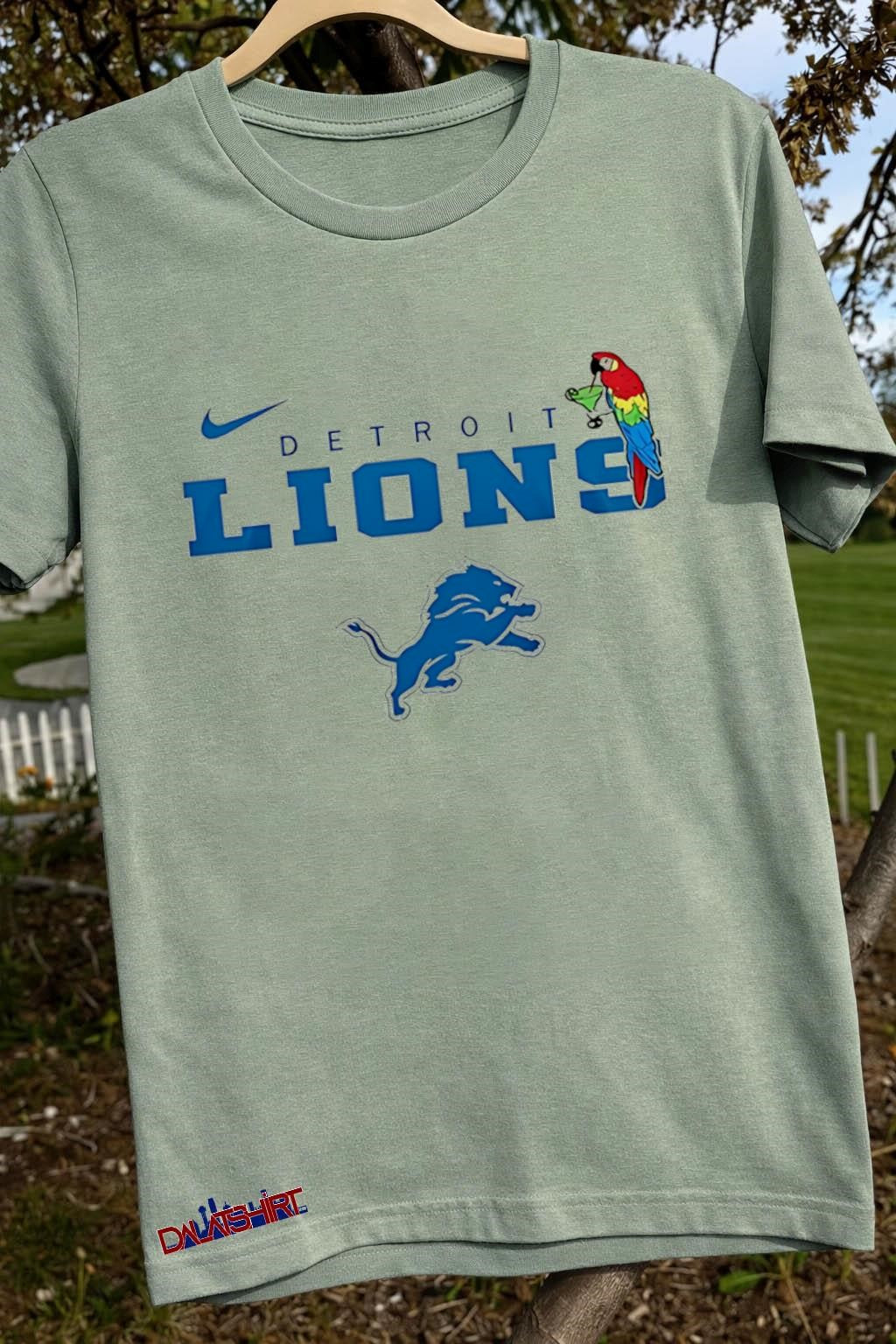 Detroit Lions Parrot Drinking Cocktail Logo shirt