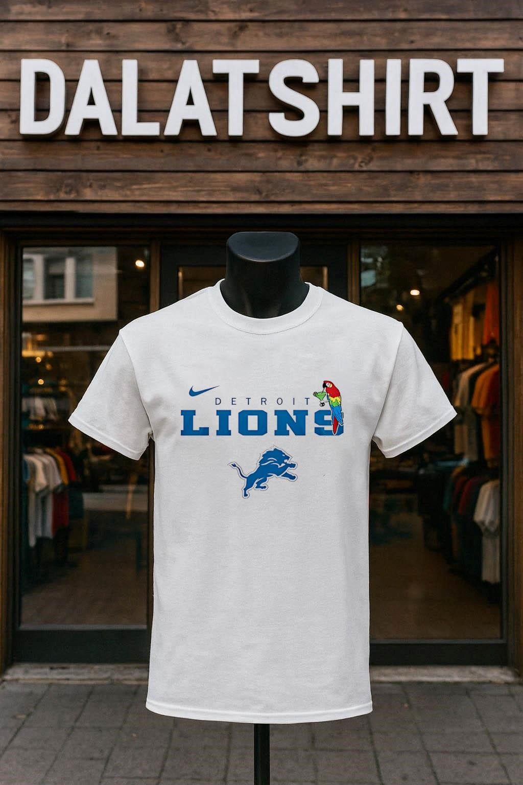Detroit Lions Parrot Drinking Cocktail Logo shirt