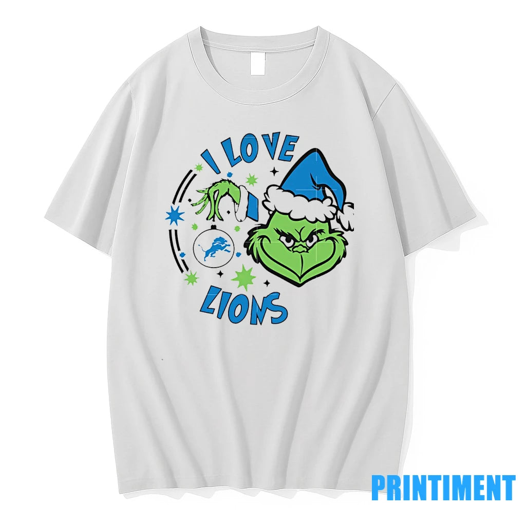 Detroit Lions X Santa Grinch I Love Lions Christmas Tshirts Sweater