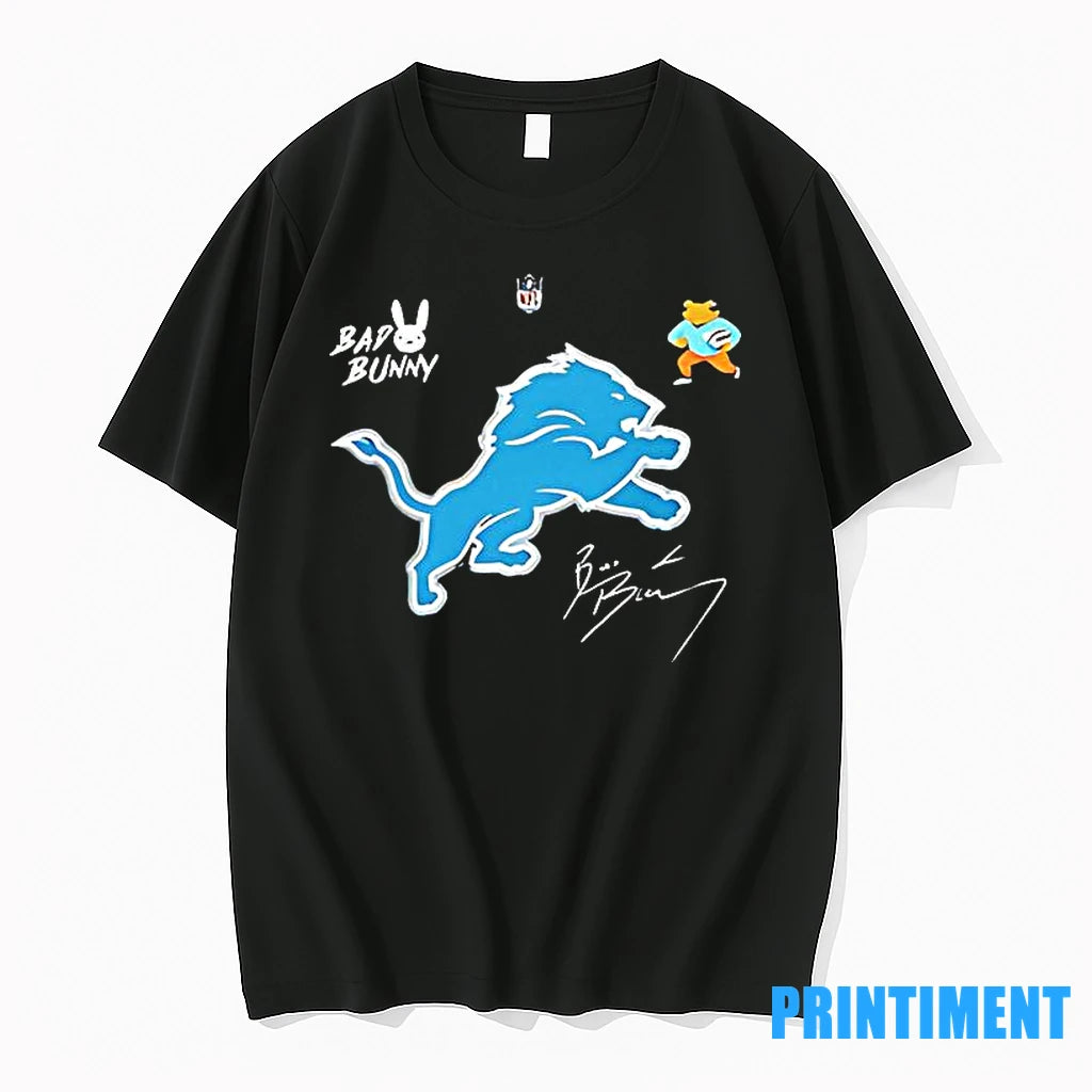 Detroit Lions X Bad Bunny Benito Mascot Signature Tshirts Sweater