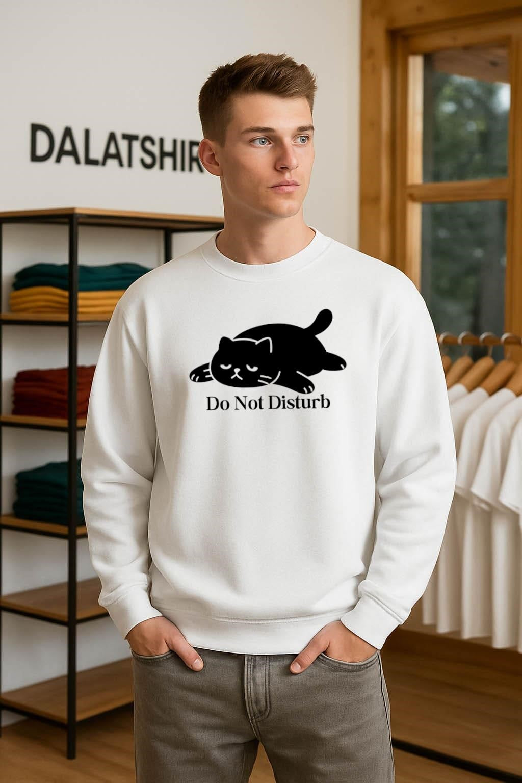 Do Not Disturb sleepy black cat shirt