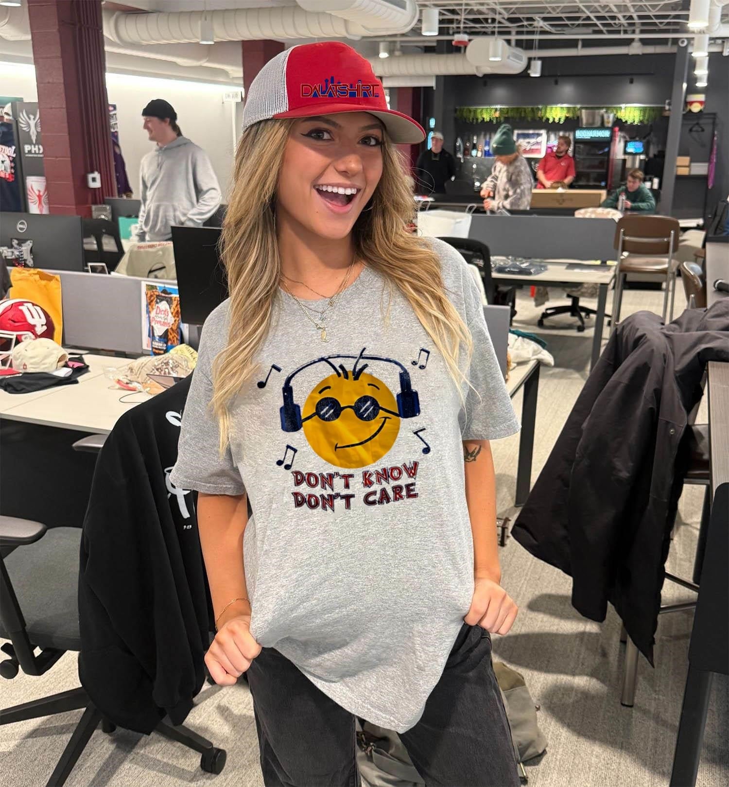 Don’t Know Don’t Care Smiley Face Music Headphones shirt