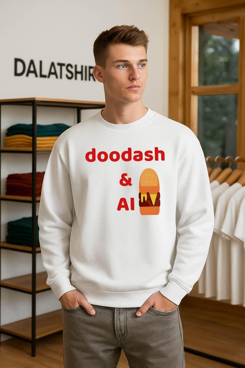 Doodash & AI Burger Fast Food Delivery Logo shirt