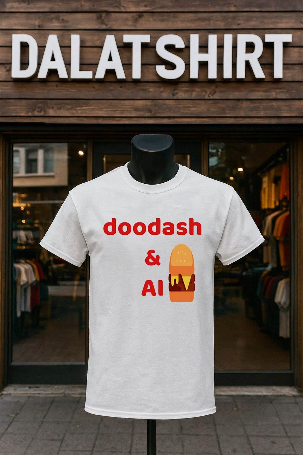 Doodash & AI Burger Fast Food Delivery Logo shirt