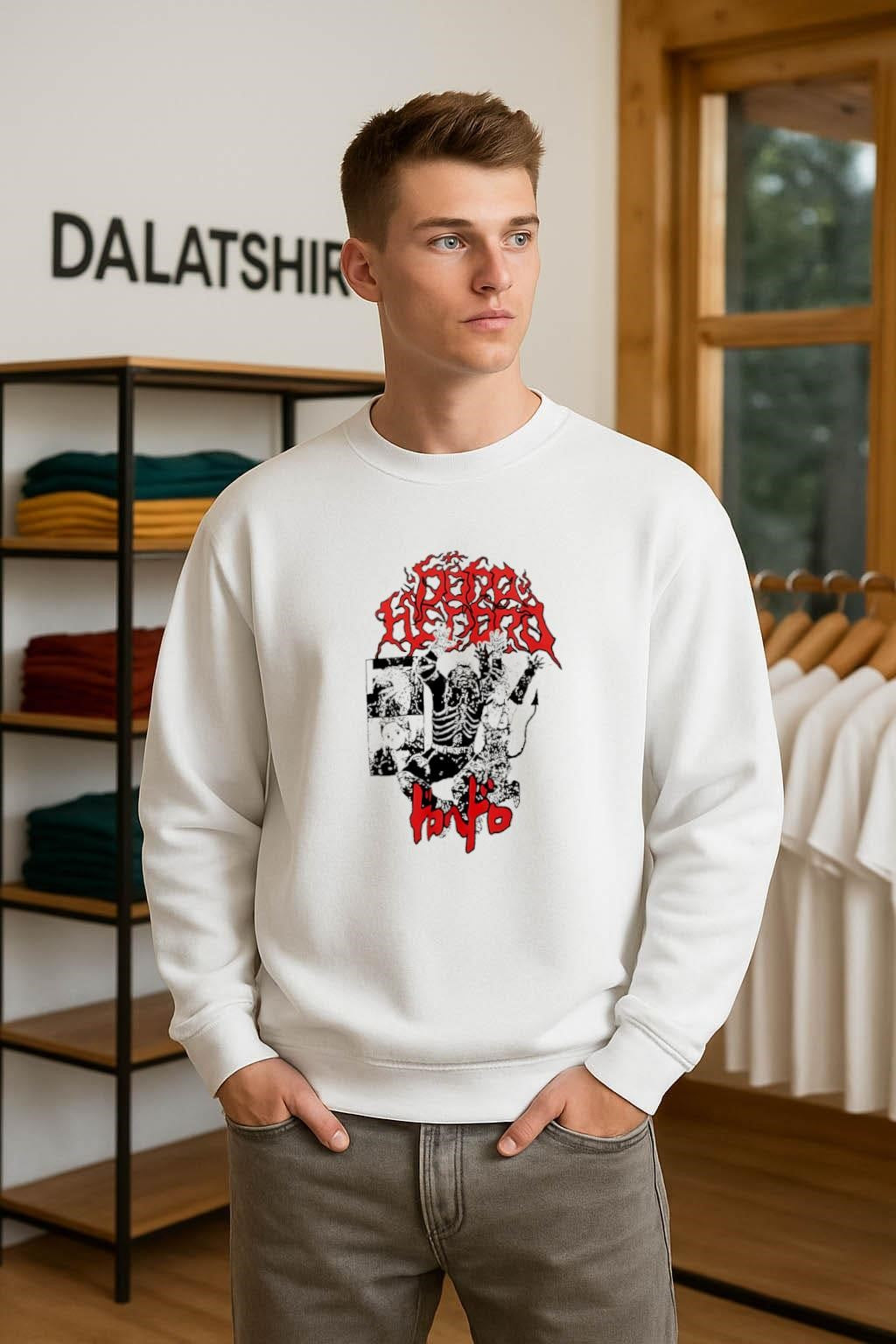 Dorohedoro Manga Characters with Red Japanese Katakana Graphic shirt