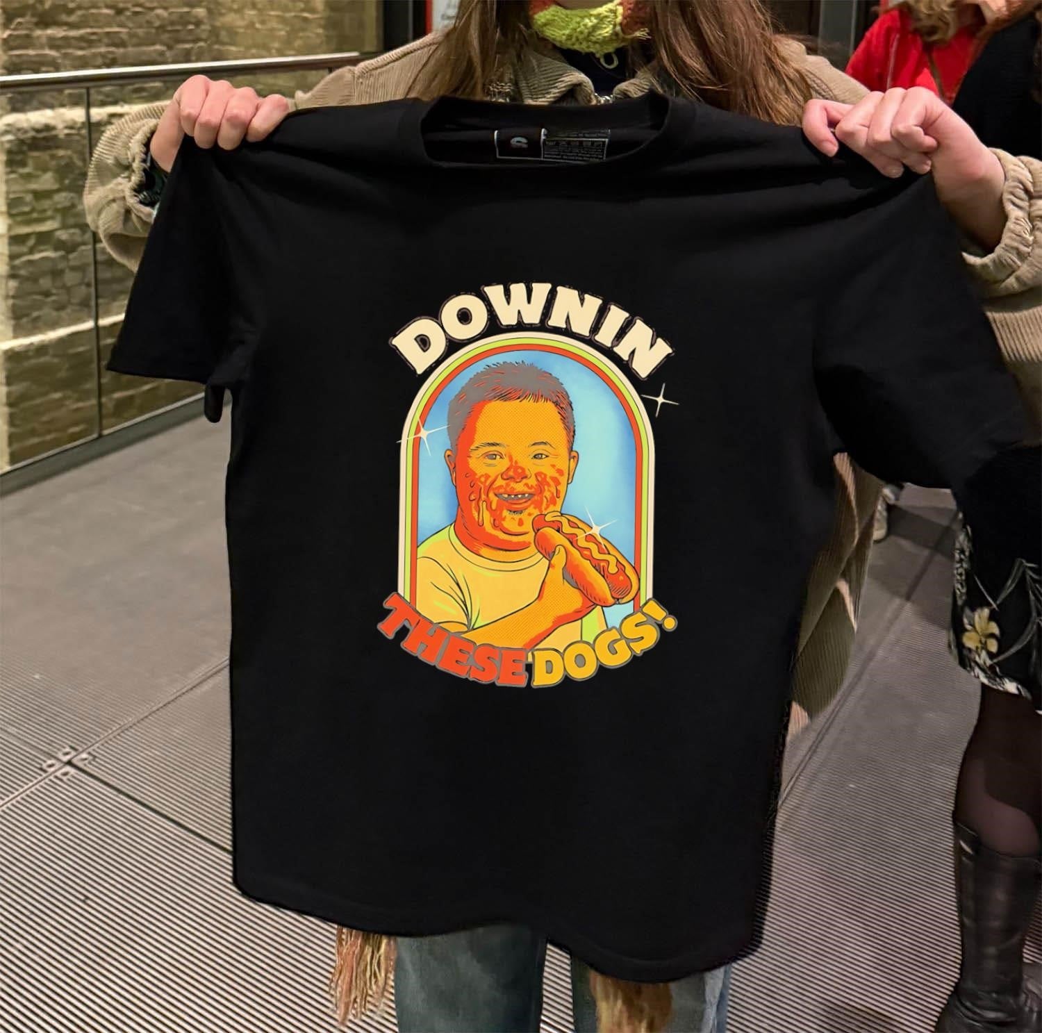 Downin These Dogs Funny Hot Dog Eating meme shirt