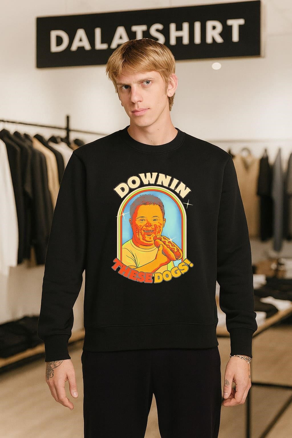 Downin These Dogs Funny Hot Dog Eating meme shirt