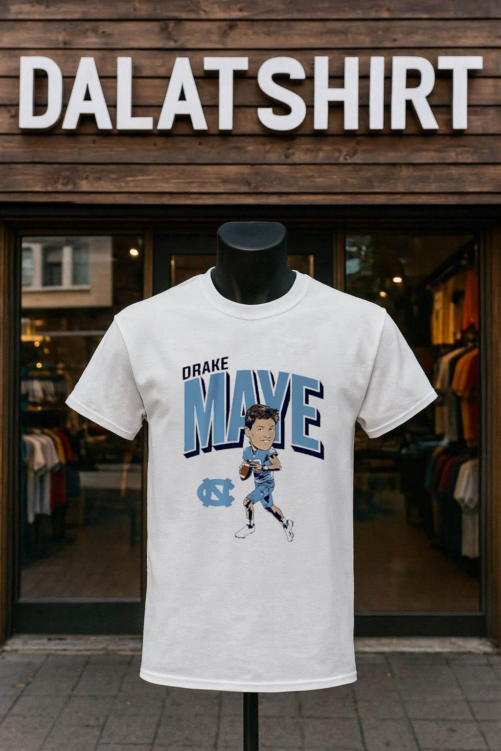 Drake Maye North Carolina Tar Heels Caricature Big Head Football shirt
