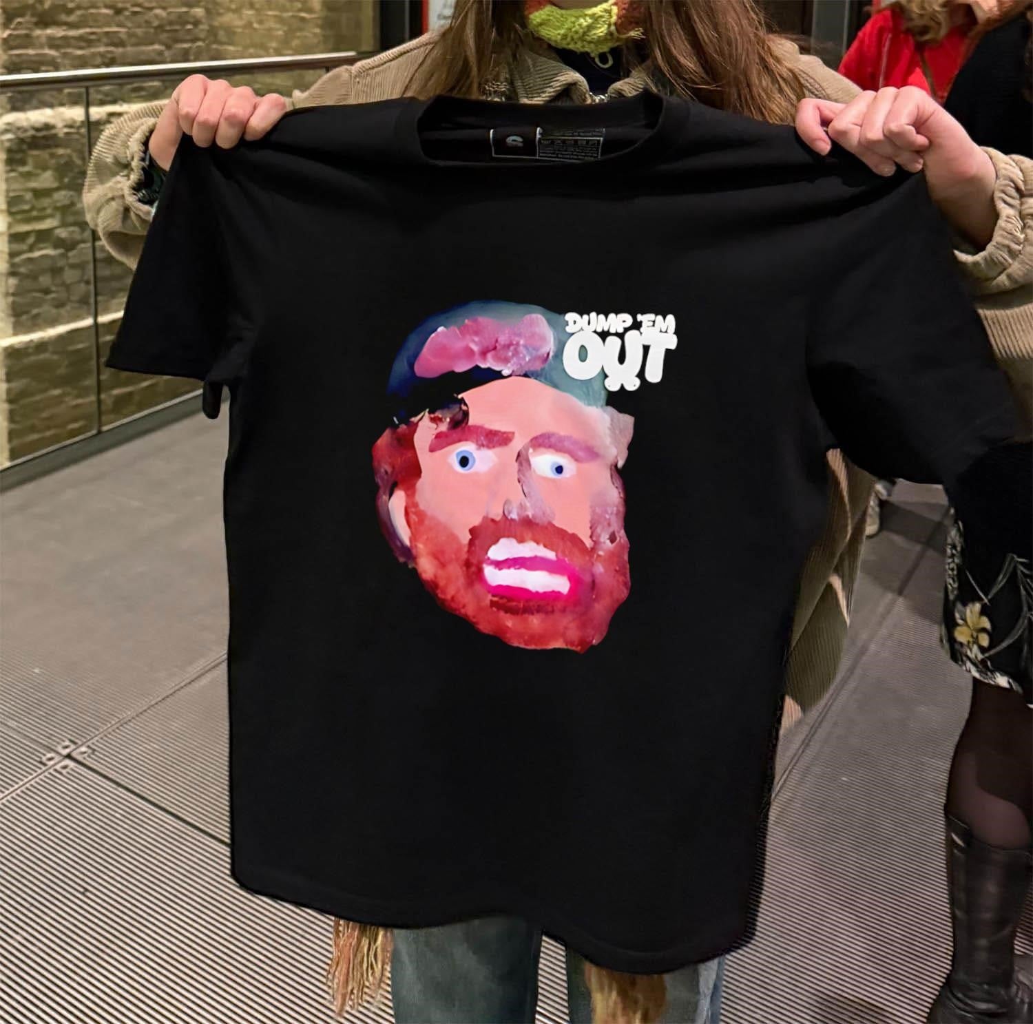 Dump ‘Em Out Cartoon Bearded Man Face Graphic shirt