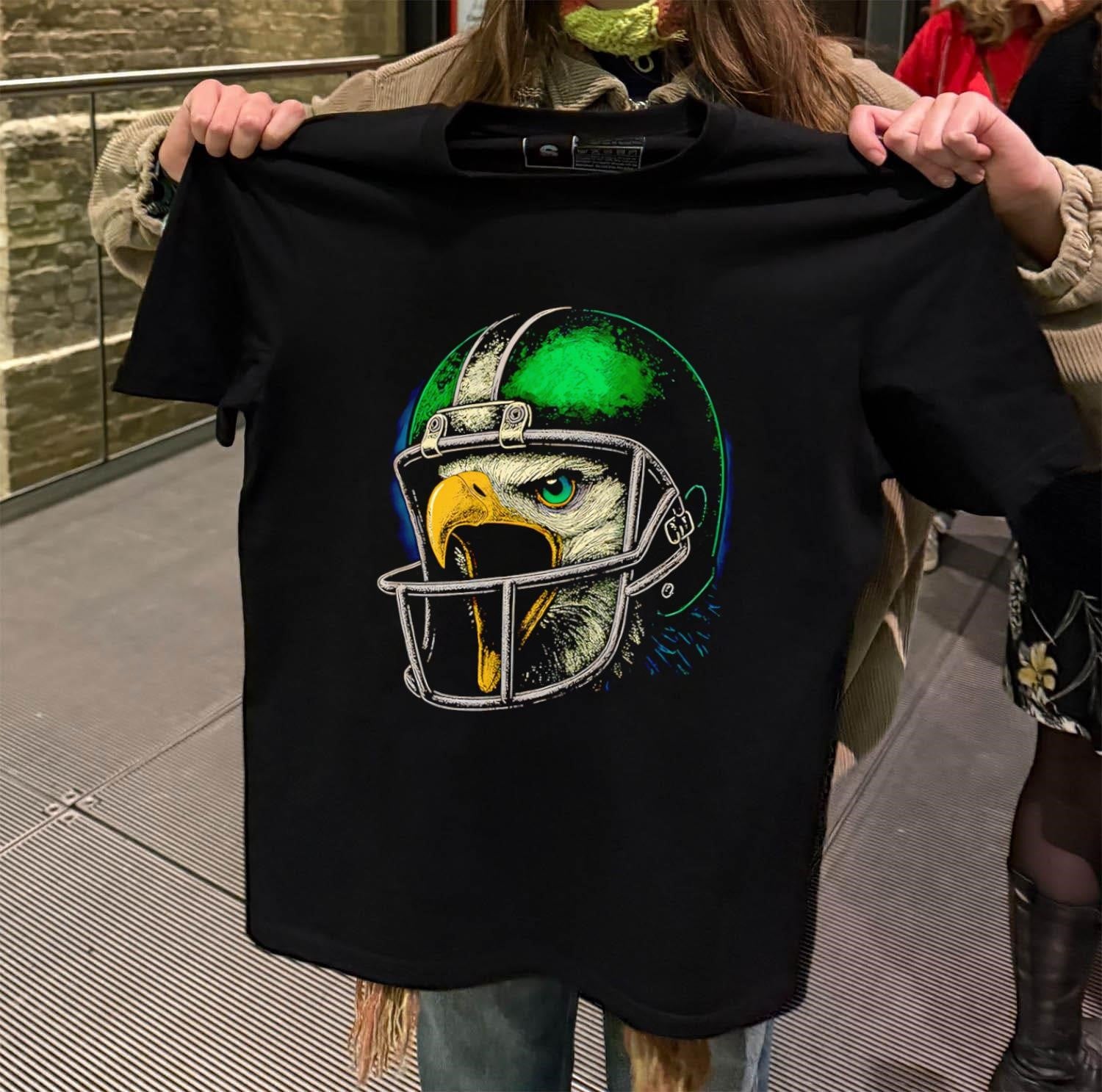 Eagle Head Wearing Green Philadelphia Football Helmet Graphic shirt