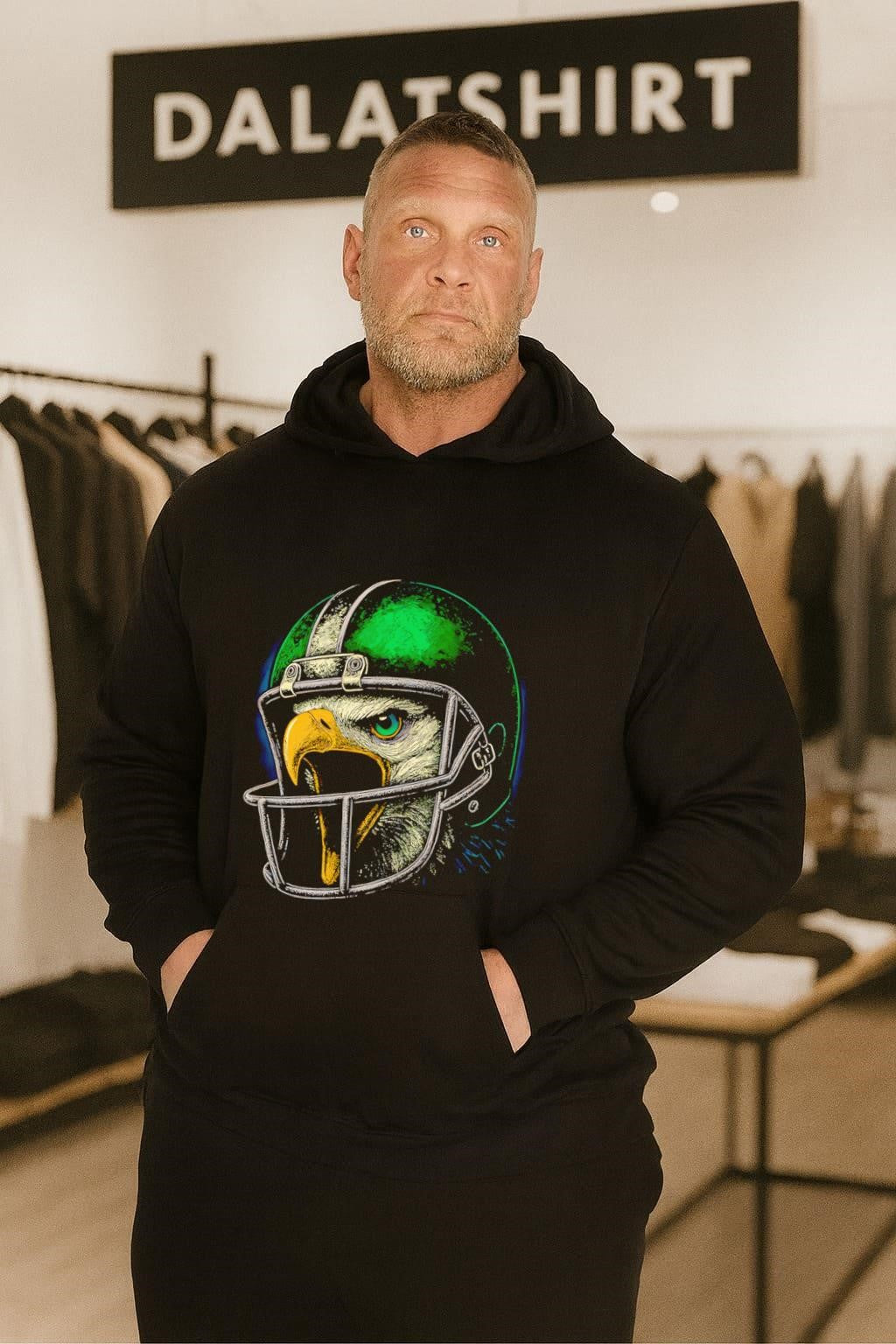 Eagle Head Wearing Green Philadelphia Football Helmet Graphic shirt