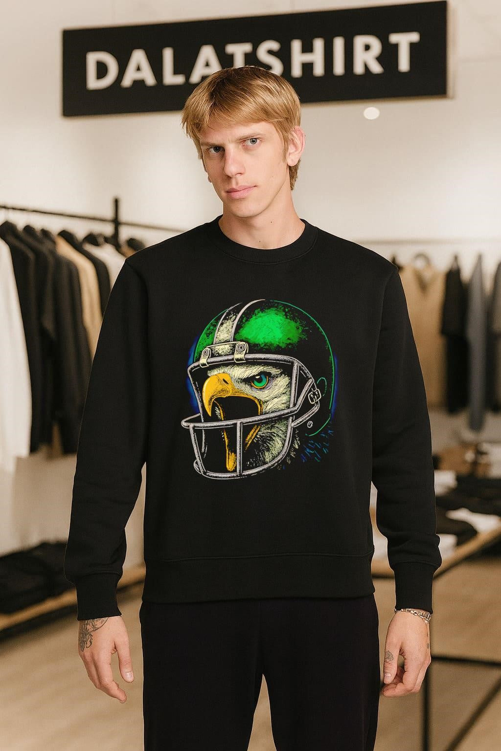 Eagle Head Wearing Green Philadelphia Football Helmet Graphic shirt