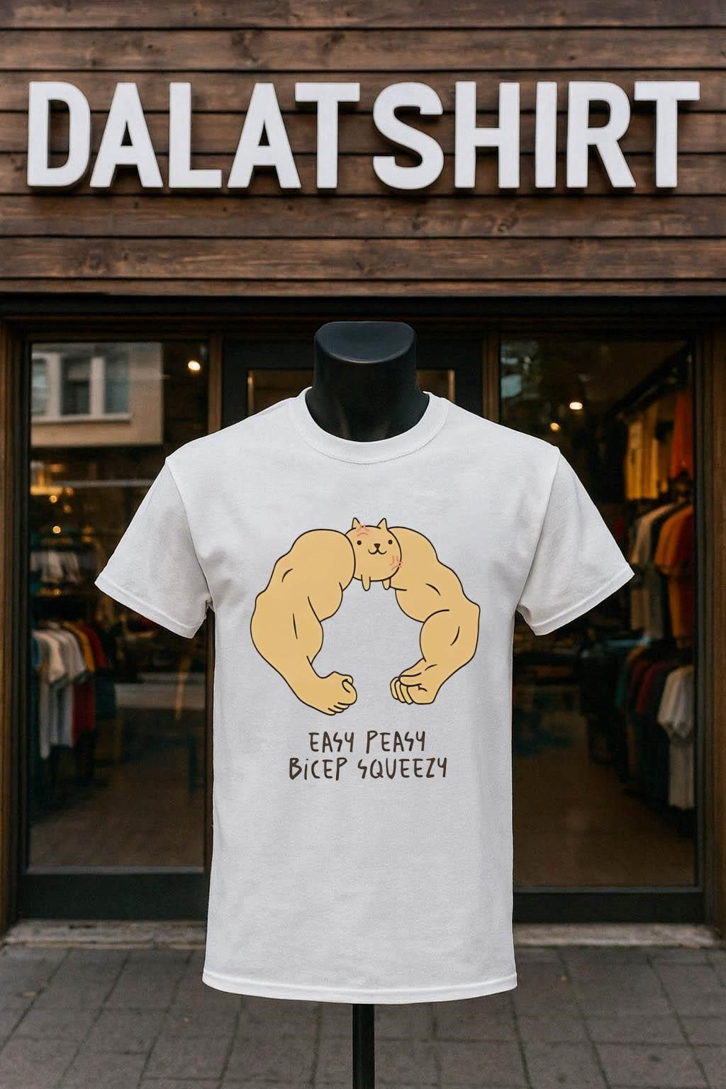 Easy Peasy Bicep Squeezy Buff Cat Muscular Arms shirt