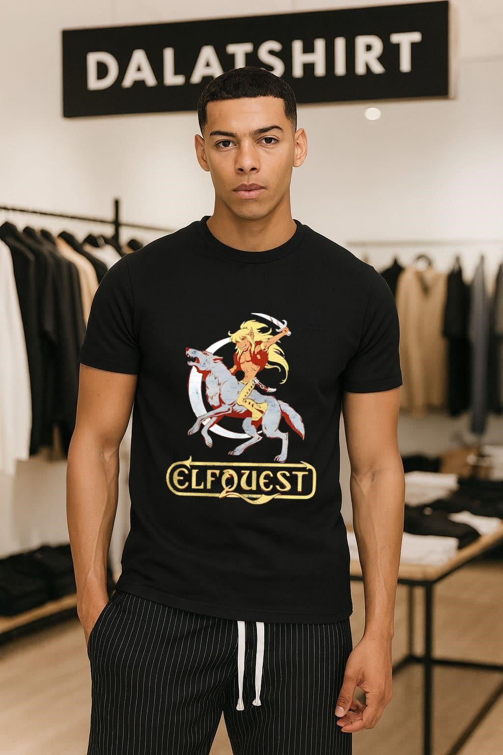 Elfquest Cutter Riding Wolf with Crescent Moon shirt