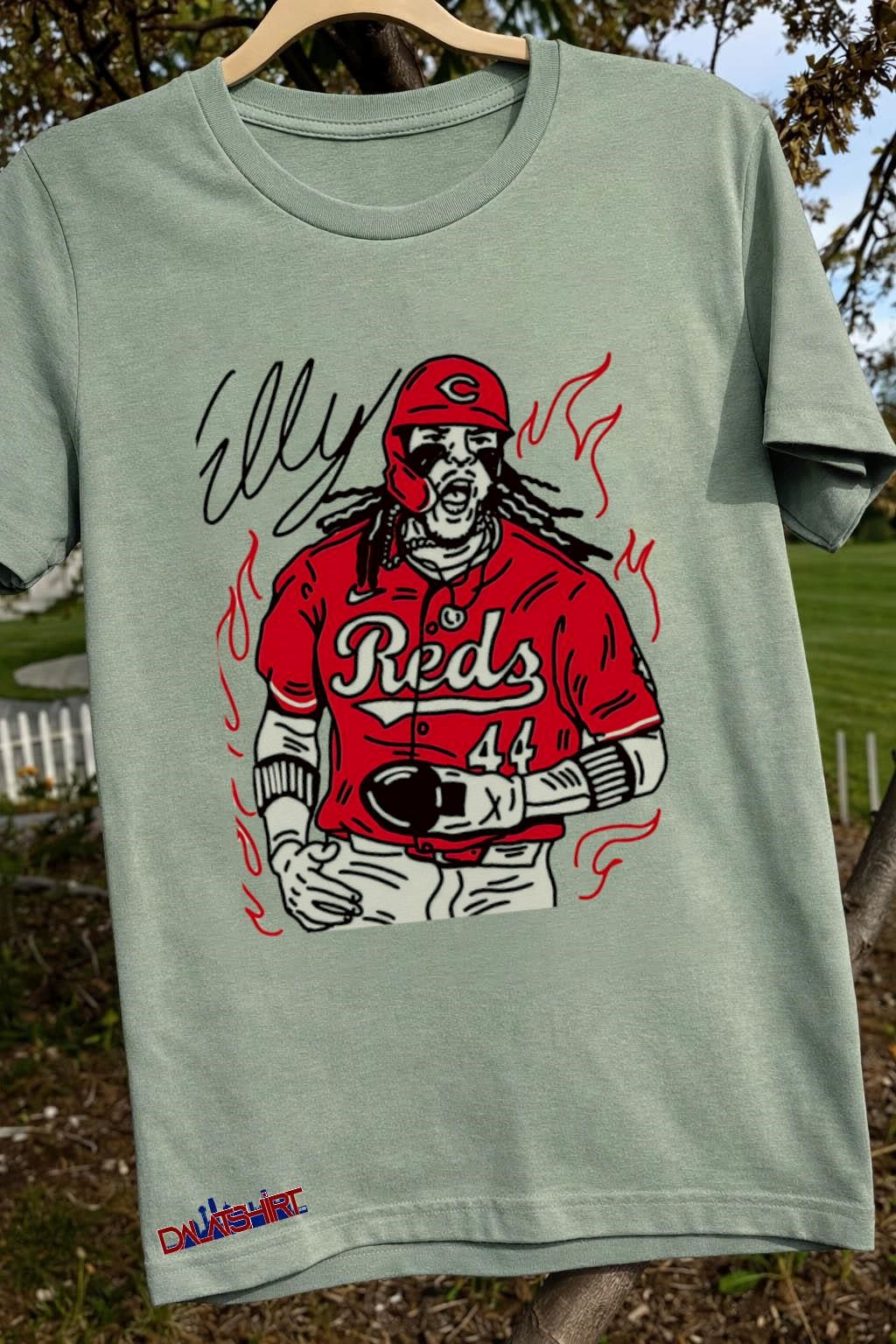 Elly Reds 44 Baseball Player Action Illustration Graphic shirt