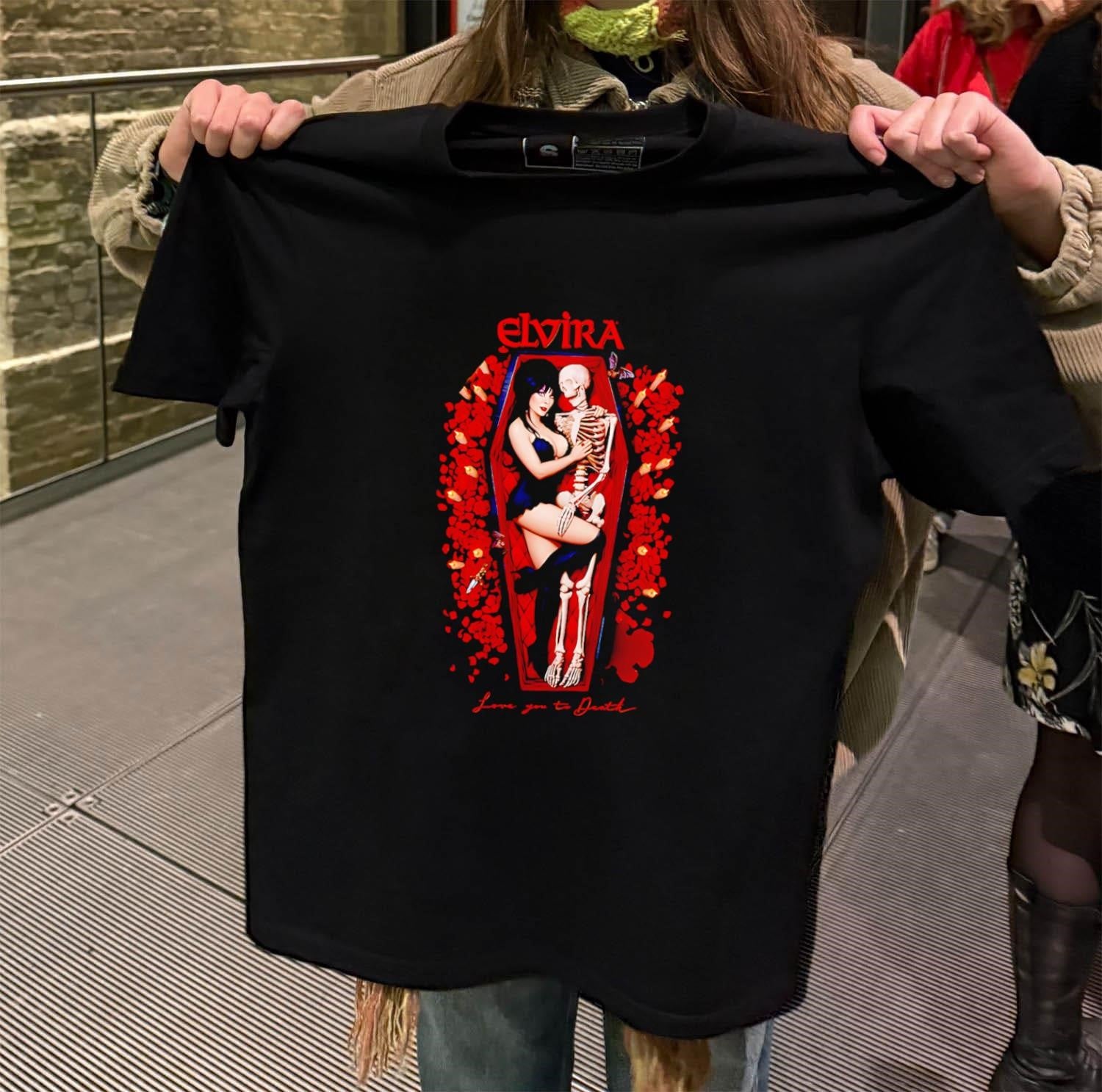Elvira Mistress Of The Dark Love You To Death Coffin shirt