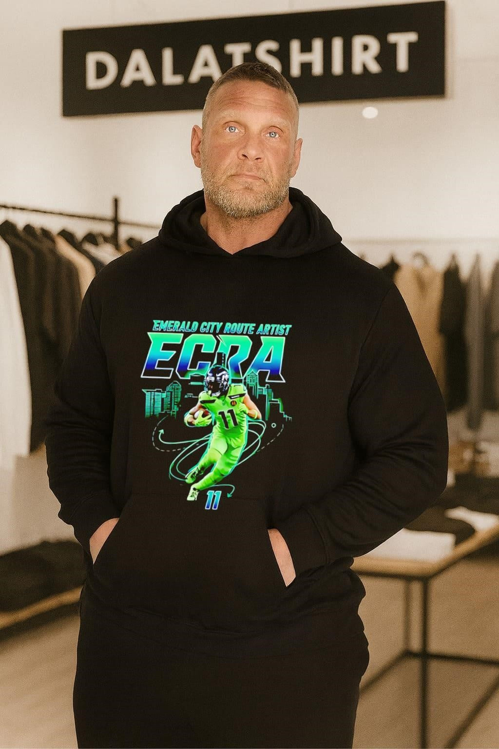 Emerald City Route Artist ECRA 11 Seattle Skyline Football shirt