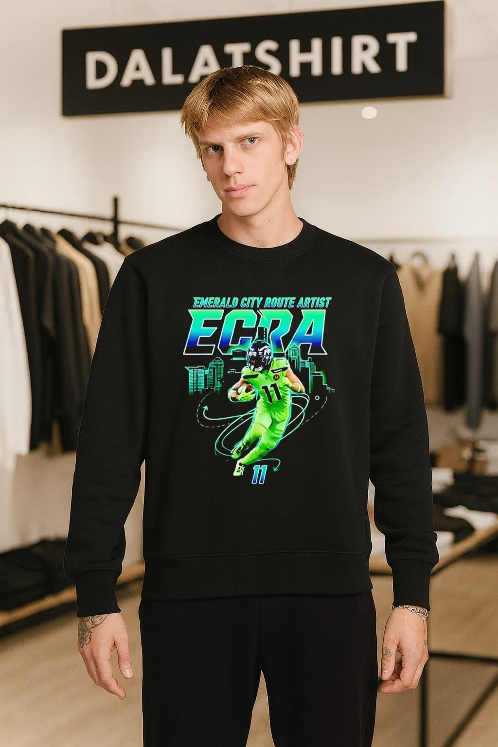 Emerald City Route Artist ECRA 11 Seattle Skyline Football shirt