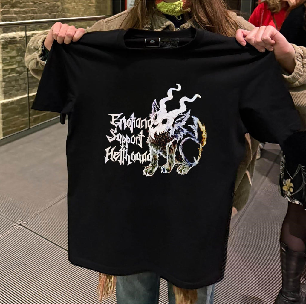 Emotional Support Hellhound Skull Headed Creature Goth Fantasy shirt